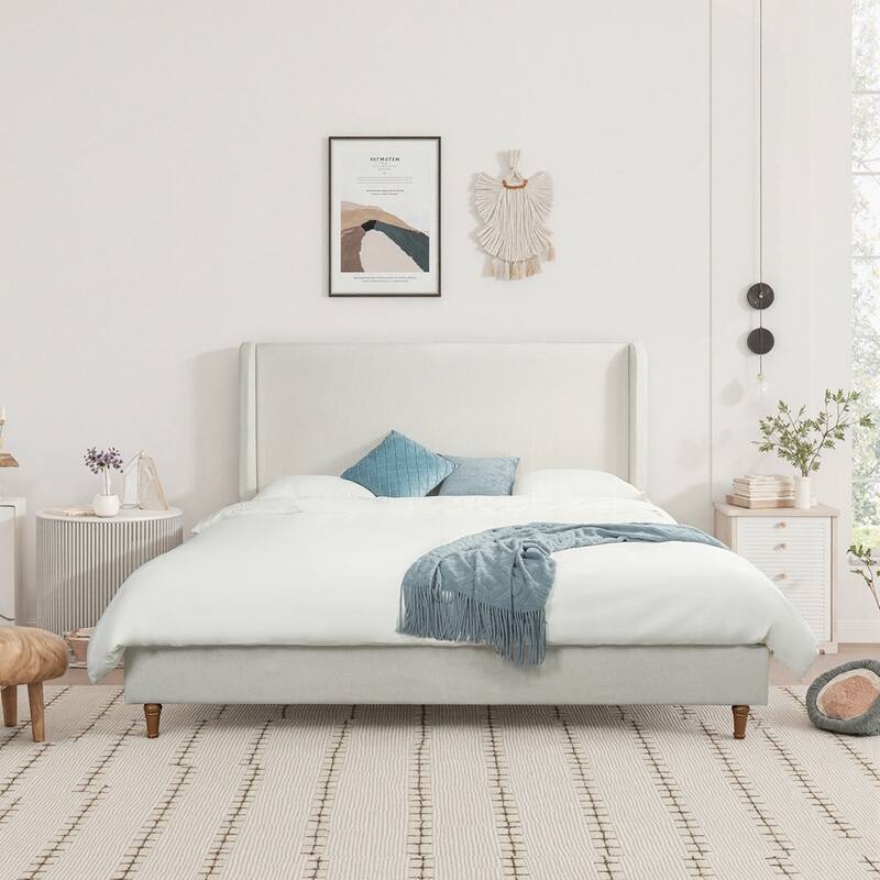Minimalist Designs High Headboard Upholstered Platform Bed