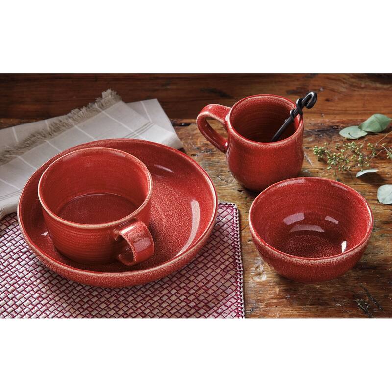 Reactive Glaze Red Ceramic Dinner Plate 10 in Dia 36oz Dishwasher Safe Everyday Dining Plates