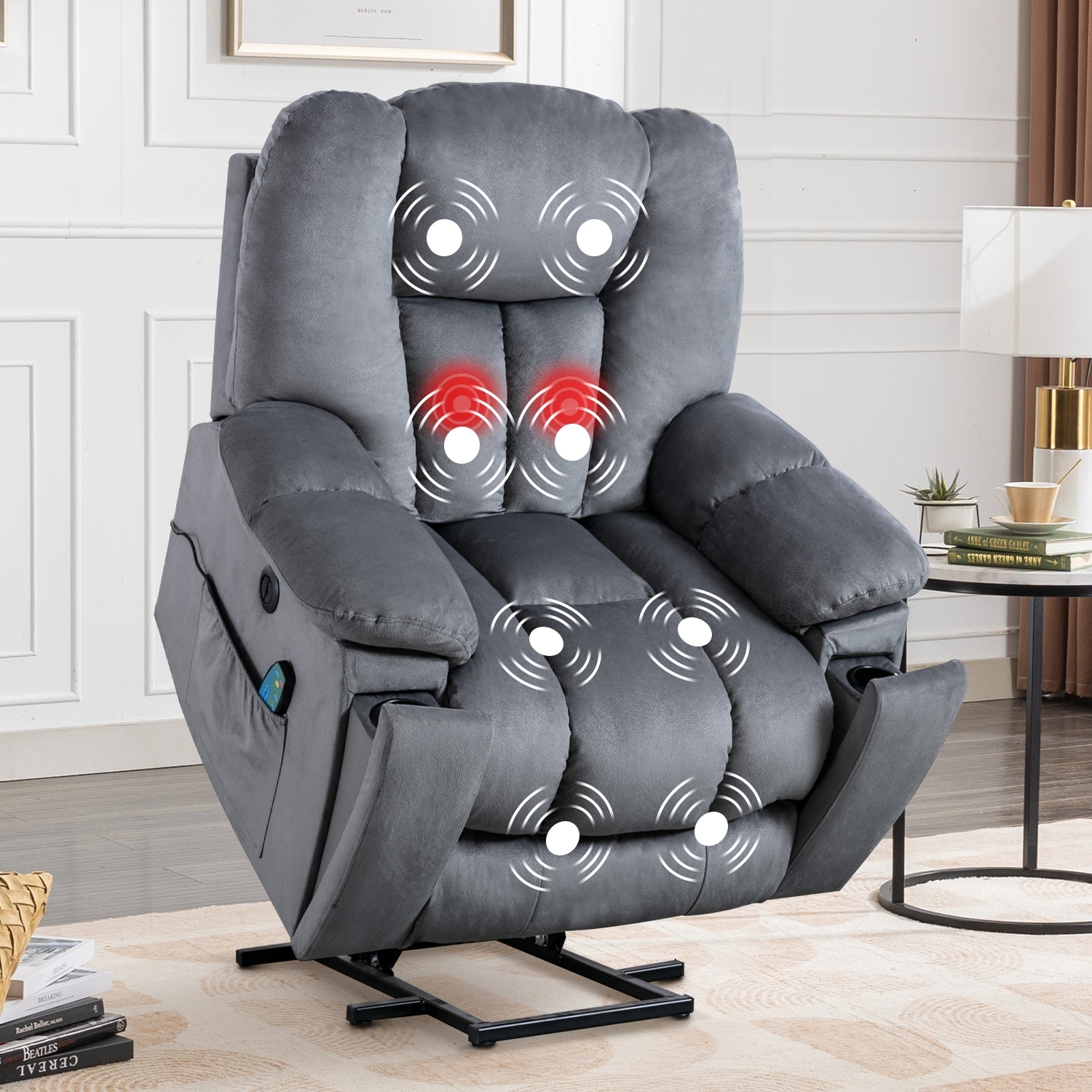 Oversized Power Assist Lift Recliner Chair With Massage and Heating with 2  Concealed Cup Holders for Elderly - On Sale - Bed Bath & Beyond - 34723043