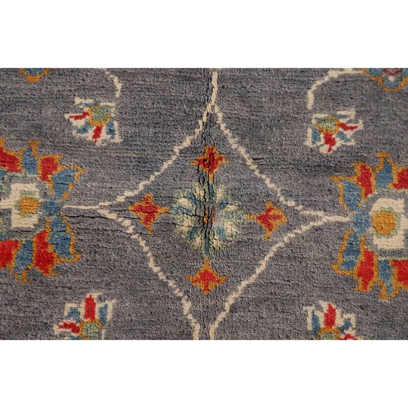 All-Over Gray Floral Kazak Oriental Accent Rug Handmade Wool Carpet - 3'4"x 5'0"