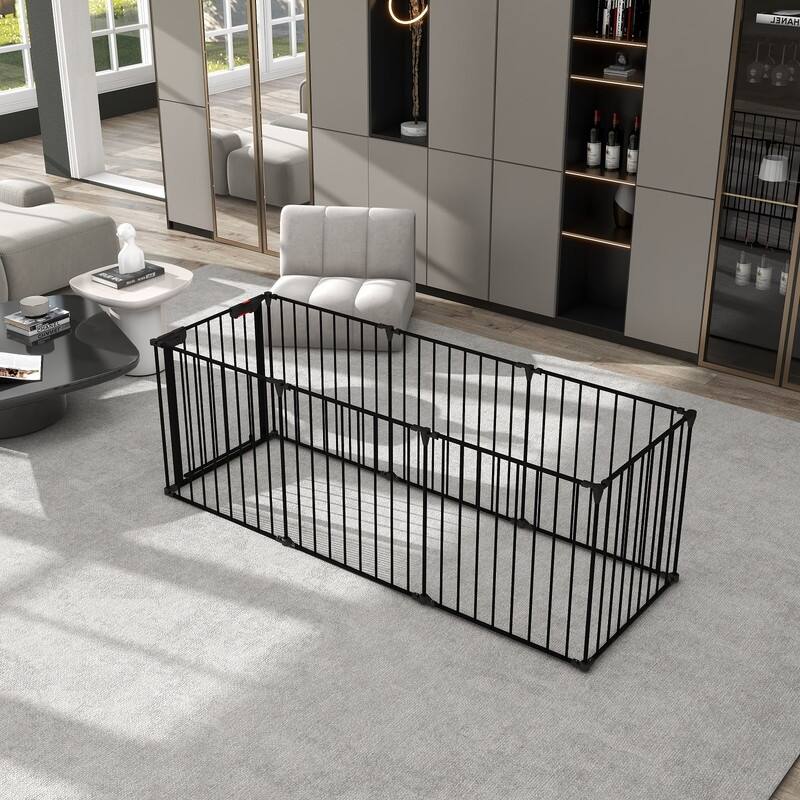 Mieres 200 "Extra Wide Dog Playpen, Collapsible Pet Playpen, Free-Standing Self-Closing Pet Safety Gate, 8-Board Play Fence