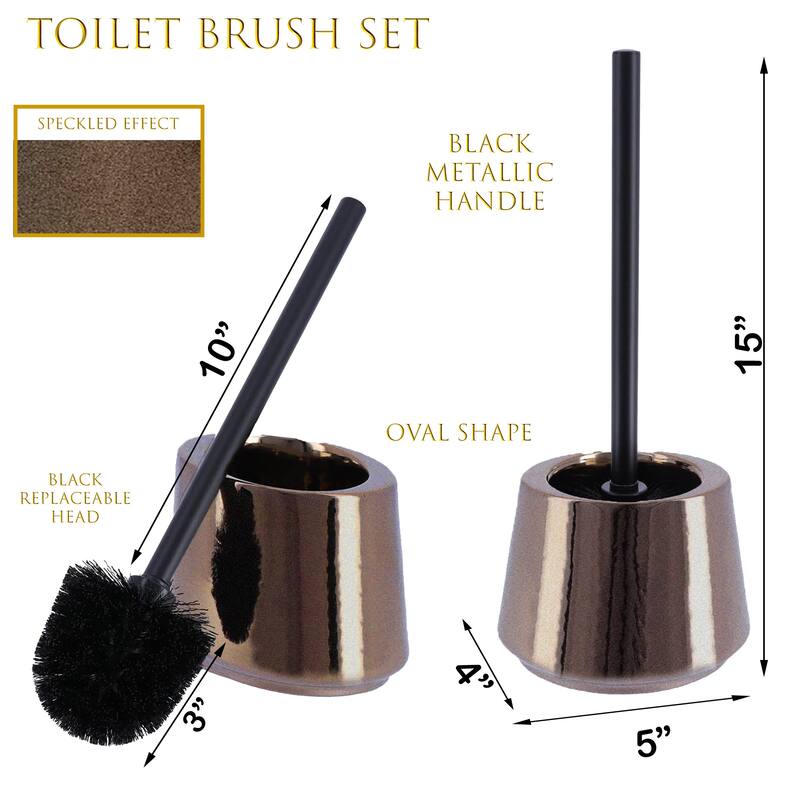 Bronze Porcelain Bathroom Accessory Set 4-Pieces Crackled Texture