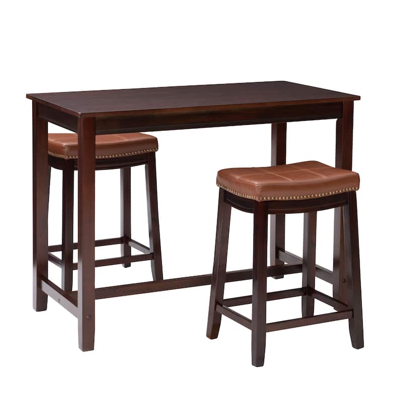 3-Piece Counter Table and Stools - 47.25" - Brown