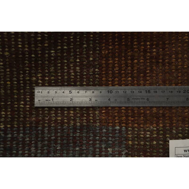 Hand Knotted Oriental 100% Wool Carpet Modern Geometric Multi-Colored Gabbeh Area Rug - 3' 0'' X 2' 1''
