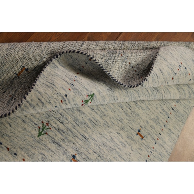 Tribal Gabbeh Oriental Area Rug Handmade Beige Modern Wool Carpet - 4'0" x 5'10"