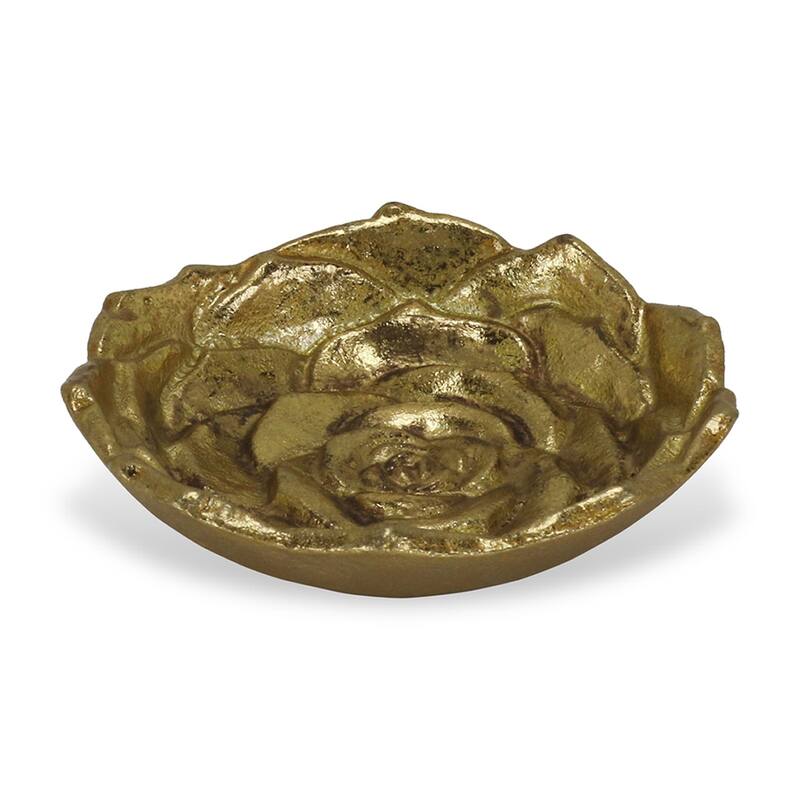 Cheung's Handmade Gold Leaf Cast Iron Lotus Table Decor - Small
