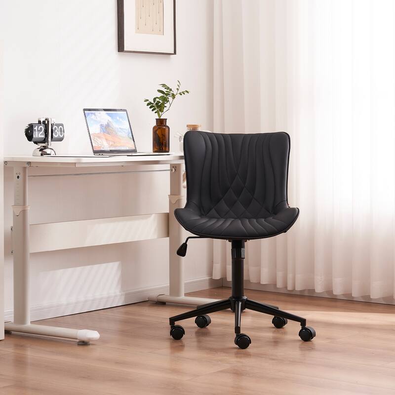 Armless Office Chair Swivel Home Office Desk Chairs with Wheels