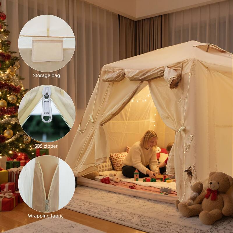 5.76 m ² Inflatable Tents for Camping with canopy, Blow Up Tent with Hand Pump, Easy Setup InflatableTent 4 Season Tent