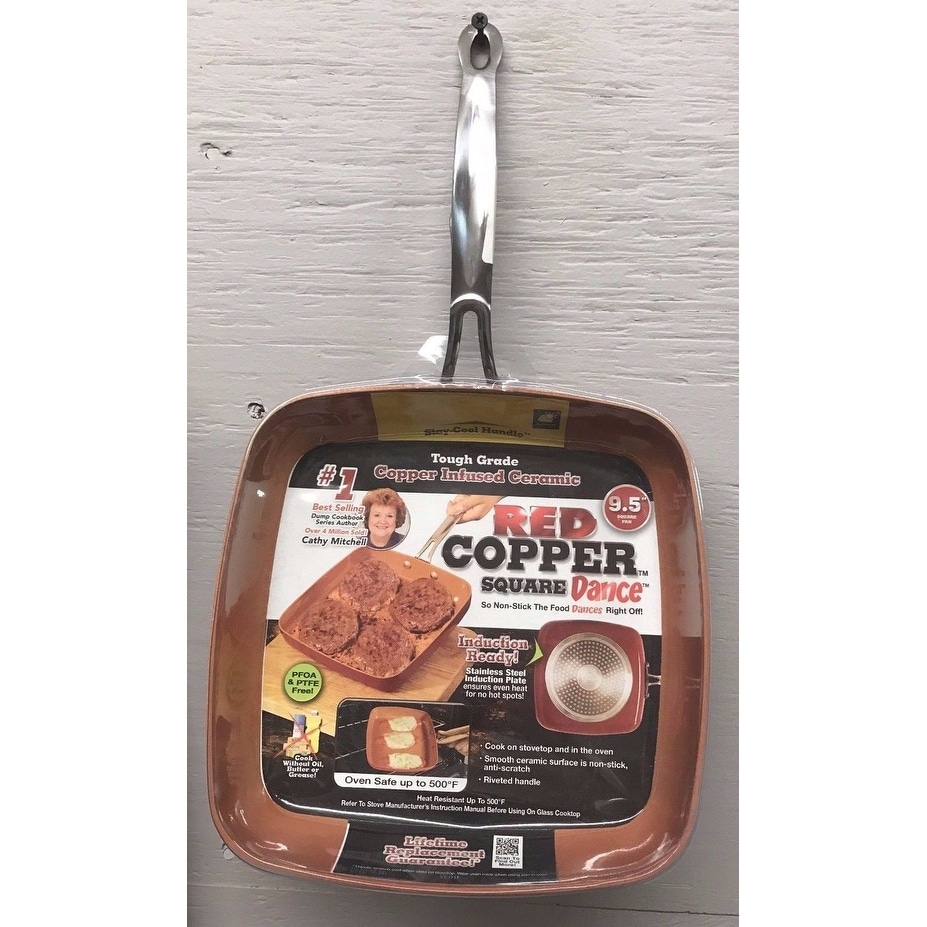 As Seen on TV Red Copper 9.5-in. Square Dance Pan