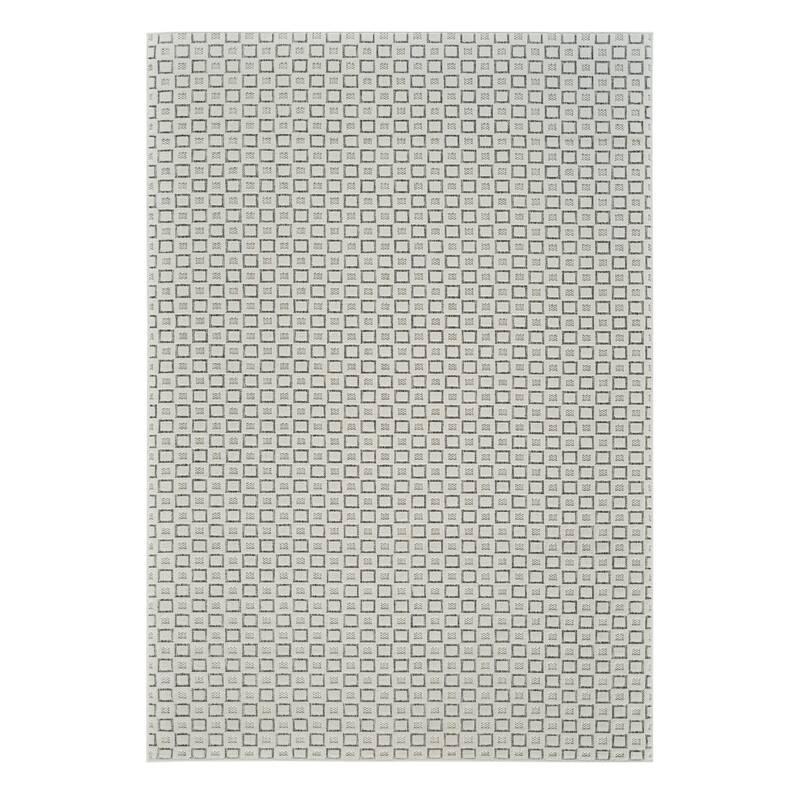 Elto Sleek Geometric Weather Resistant Current & Stylish Outdoor Rug - 5' X 7' - Beige/Cream