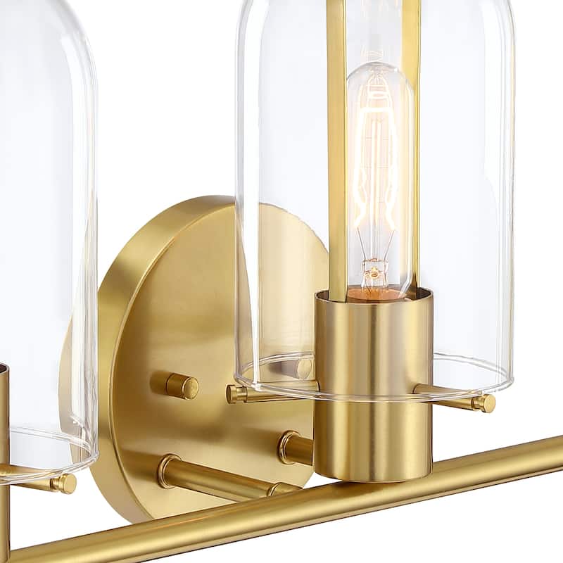Skylar 24.5 in. 3-Light Brushed Gold Vanity Light with Clear Glass Shades for Bathrooms