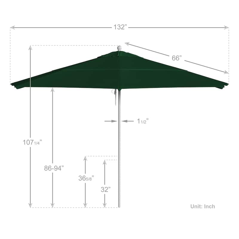 California Umbrella 11' Venture Series Patio Umbrella,White Aluminum Pole Fiberglass Ribs Pulley Lift Olefin