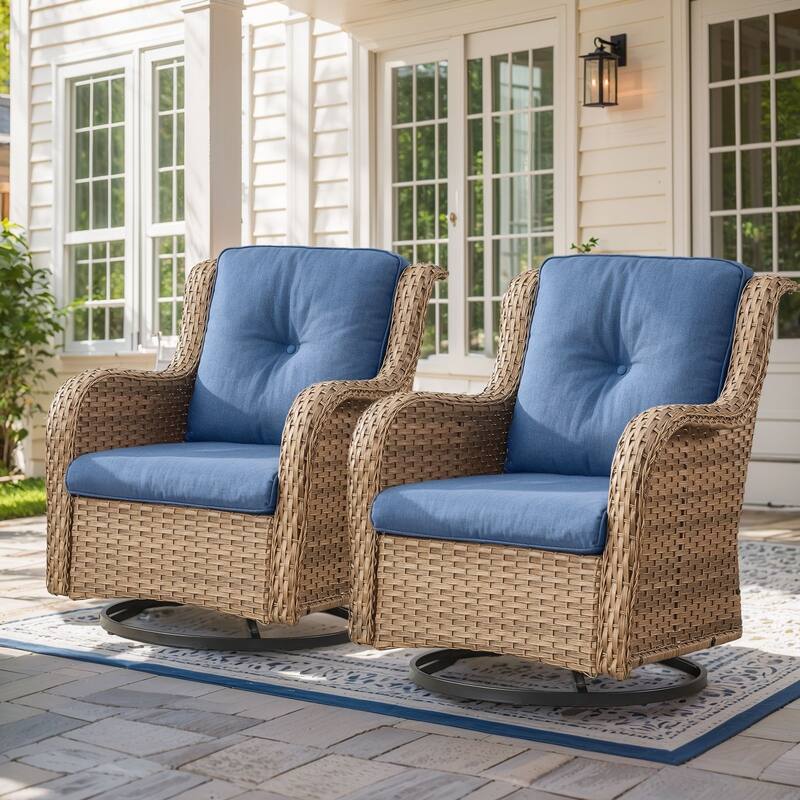 Outside Swivel Chairs with Cofee Table Yellow-Blue - Yellow