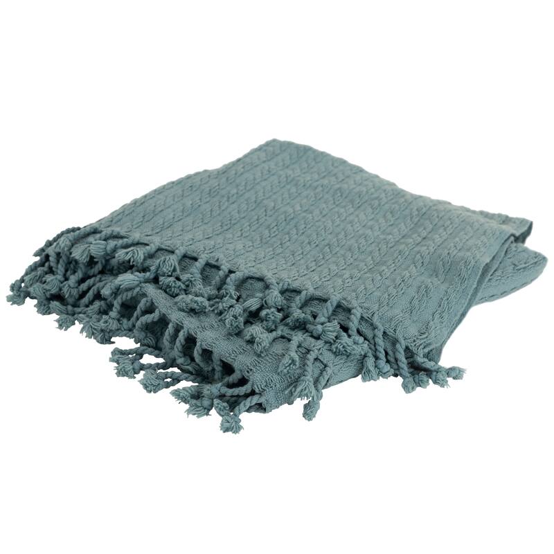 Rizzy Home Cable Knit Throw, 50" x 60" - Teal