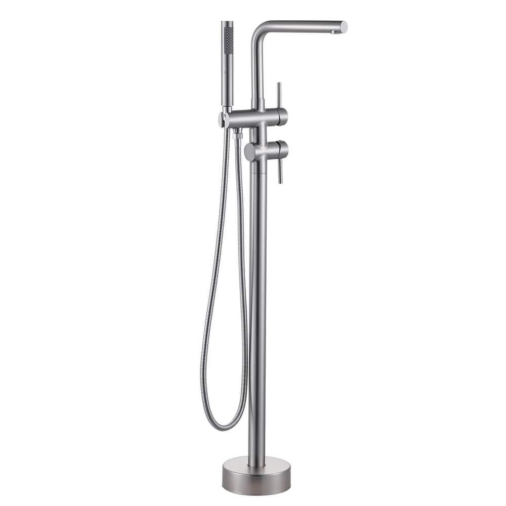 WOWOW 2-Handle Freestanding Longer Spout Tub Faucet with Handshower
