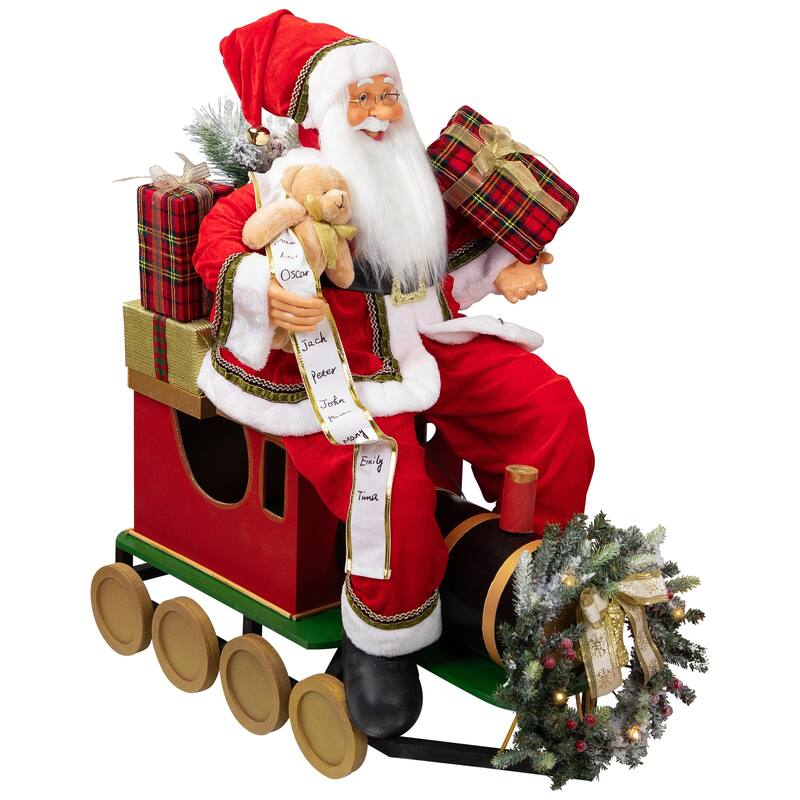 Santa Claus on Locomotive Train Car Christmas Figure - 36"