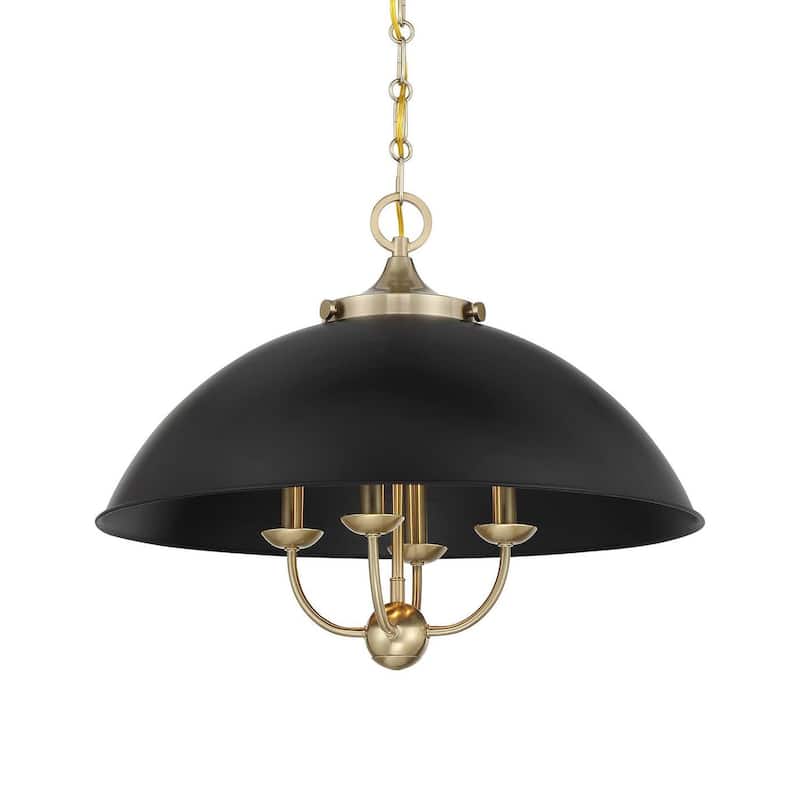 Savoy House 7-1725-4 Monterey 4 Light 22" Wide Pendant - Matte Black / Warm Brass