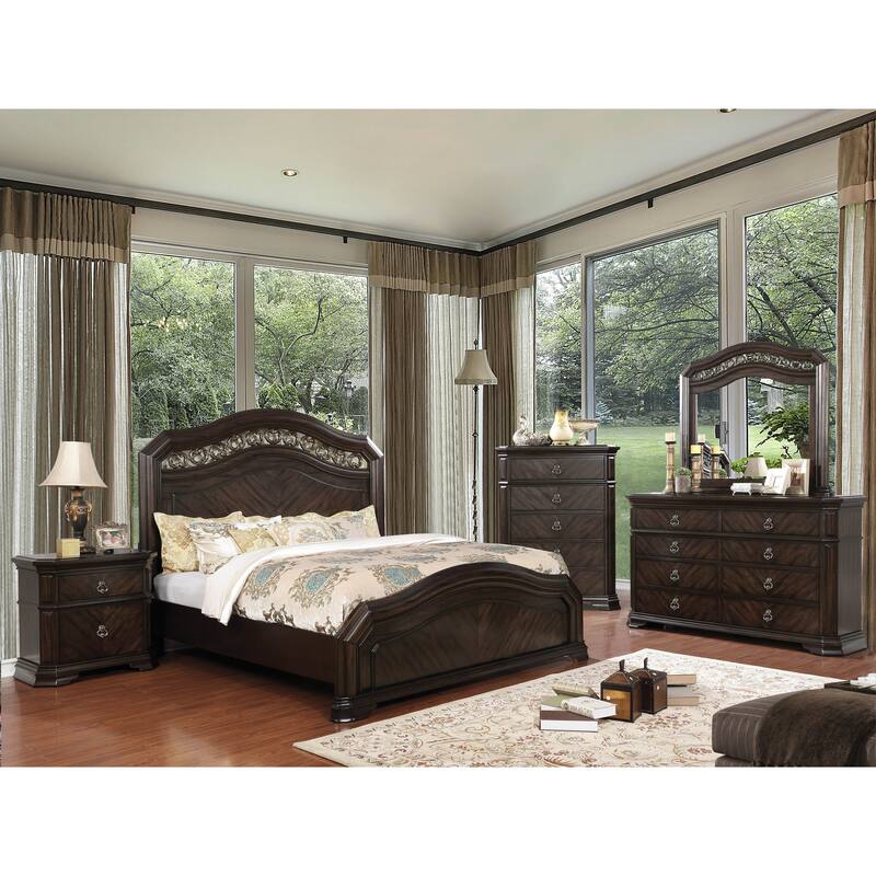 Furniture of America Hixi Traditional Espresso Solid Wood Paned Bed