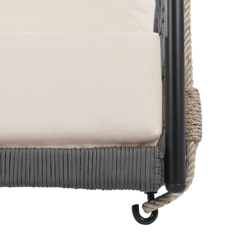 Outdoor Woven Rope Swing Sofa with Soft Cushions