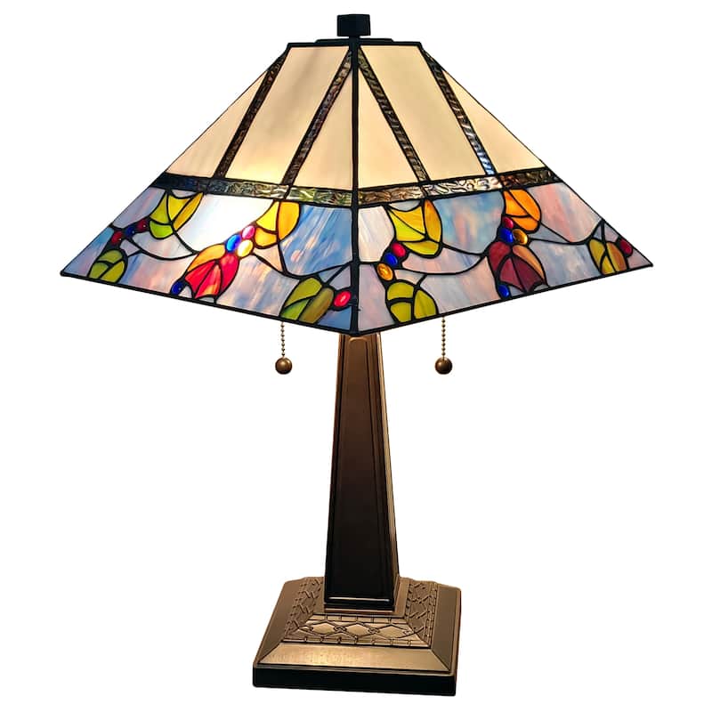 Tiffany Style Berries/Leaves Mission Table Lamp 22" Tall Amora Lighting