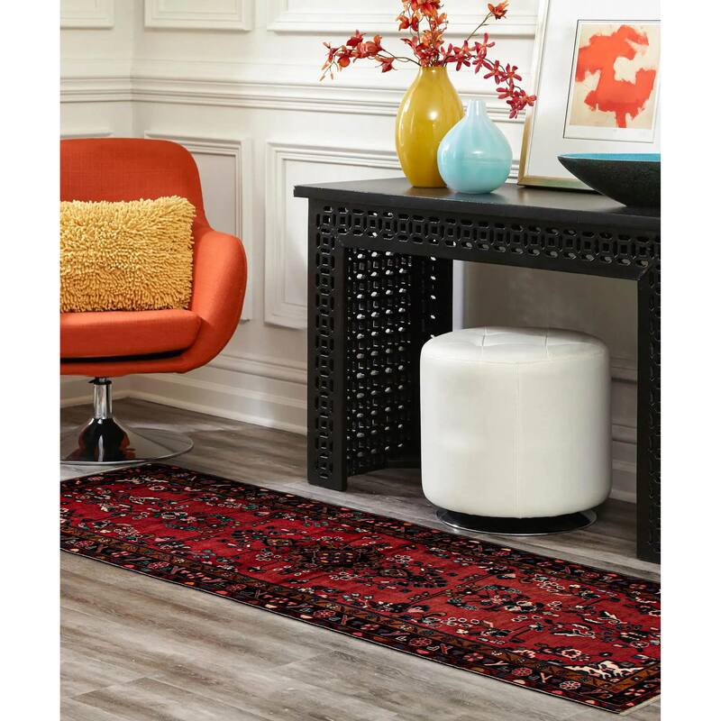 ECARPETGALLERY Hand-knotted Andelz Red Wool Rug - 3'8 x 10'8