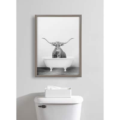 Kate and Laurel Blake Longhorn BW Printed Glass by Amy Peterson