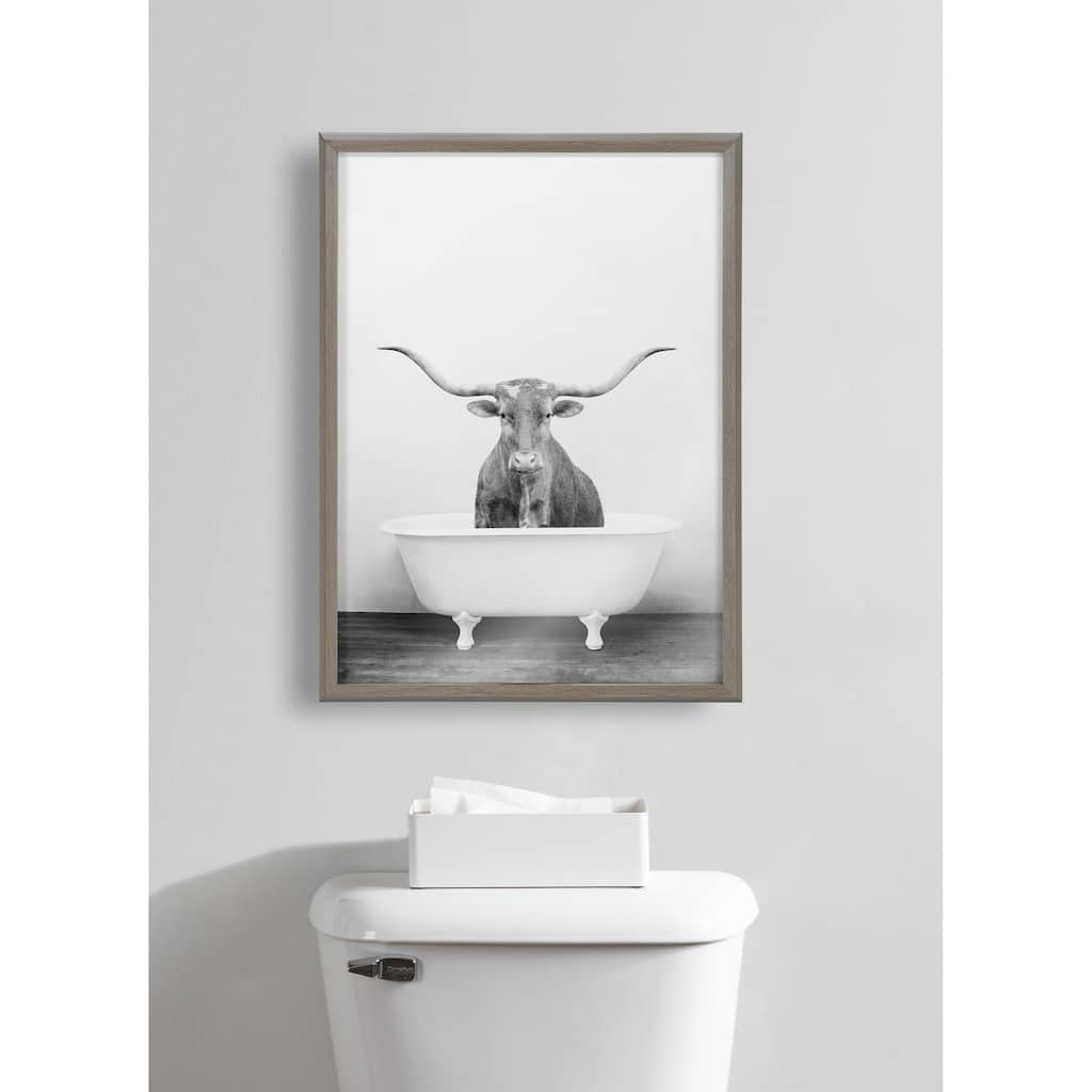 Kate and Laurel Blake Longhorn BW Printed Glass by Amy Peterson