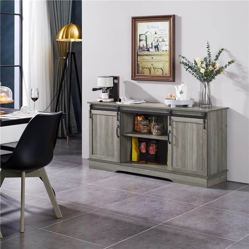 Yaheetech Industrial Classic Farmhouse TV Stand for TVs up to 65"