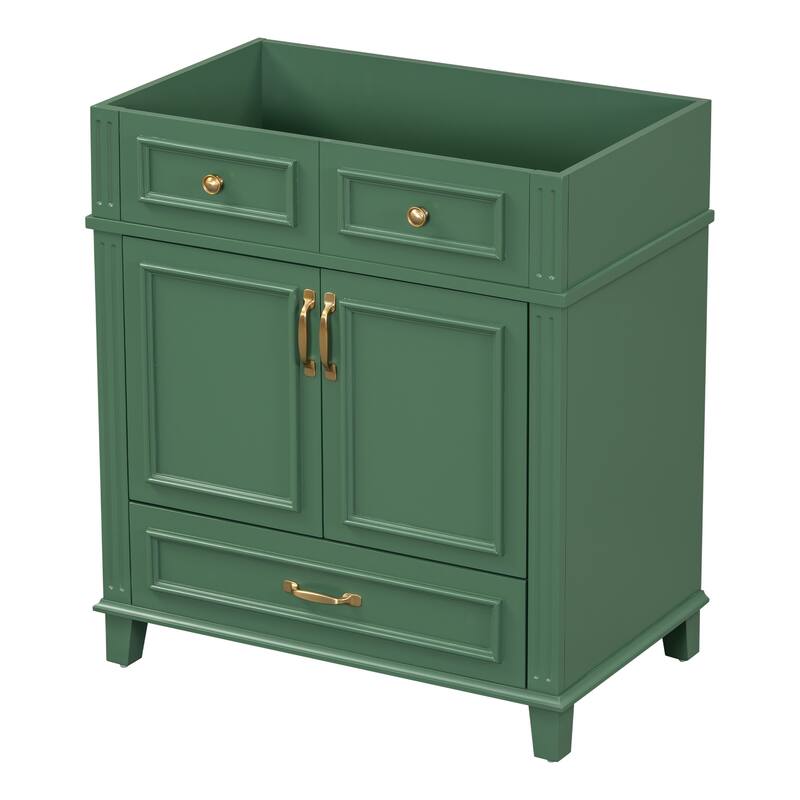30'' Bathroom Vanity without Top,Solid Wood Frame Bathroom Storage Cabinet with Soft Closing Doors