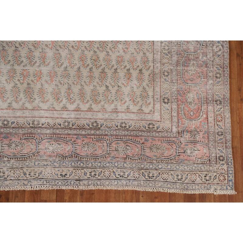 Hand-knotted Distressed Boteh Botemir Persian Area Rug Wool - 7'6" x 10'7"