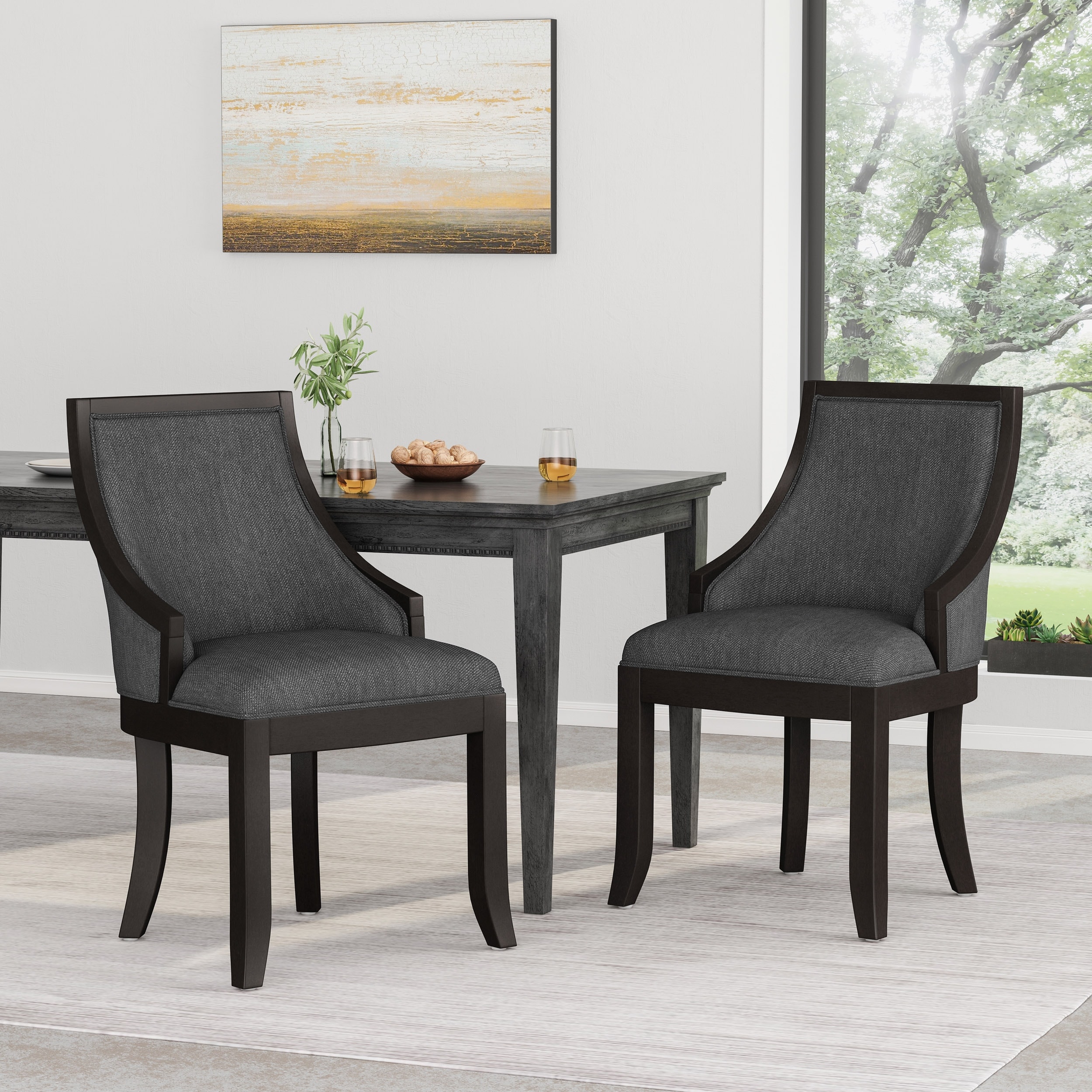 Maurers Cane and Wood Upholstered Dining Chairs (Set of 2) by Christopher  Knight Home - On Sale - Bed Bath & Beyond - 36176187