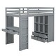 preview thumbnail 1 of 7, Full Size Loft Bed with large shelves, writing desk and LED Light Grey