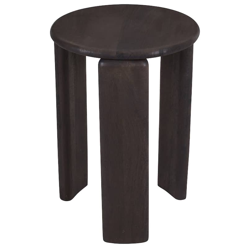 Mid-Century Modern Solid Mango Wood Round Accent Table - Mocha
