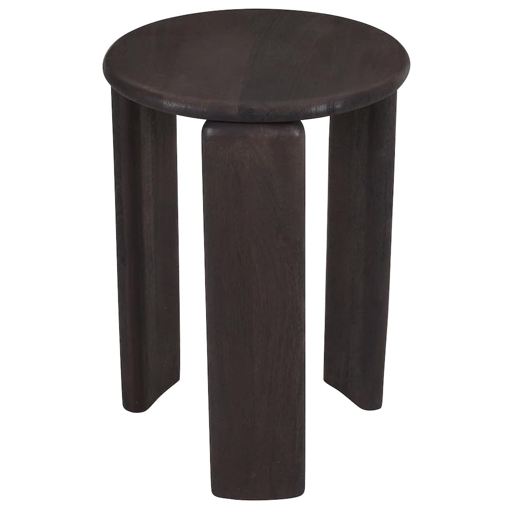 Mid-Century Modern Solid Mango Wood Round Accent Table - Mocha