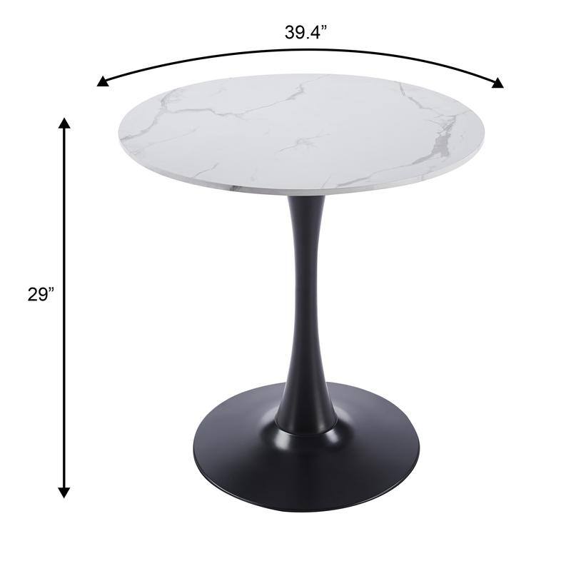 Bristol Modern Solid Wood Top Dining Table with Powder Coated Stainless Steel Pedestal Black Base for Home Kitchen or Restaurant