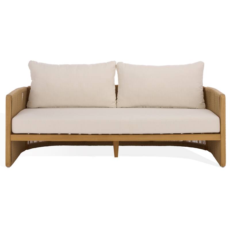 SAFAVIEH Couture Gale Teak & Hyacinth Patio Sofa - 70"W x 34"D x 24"H