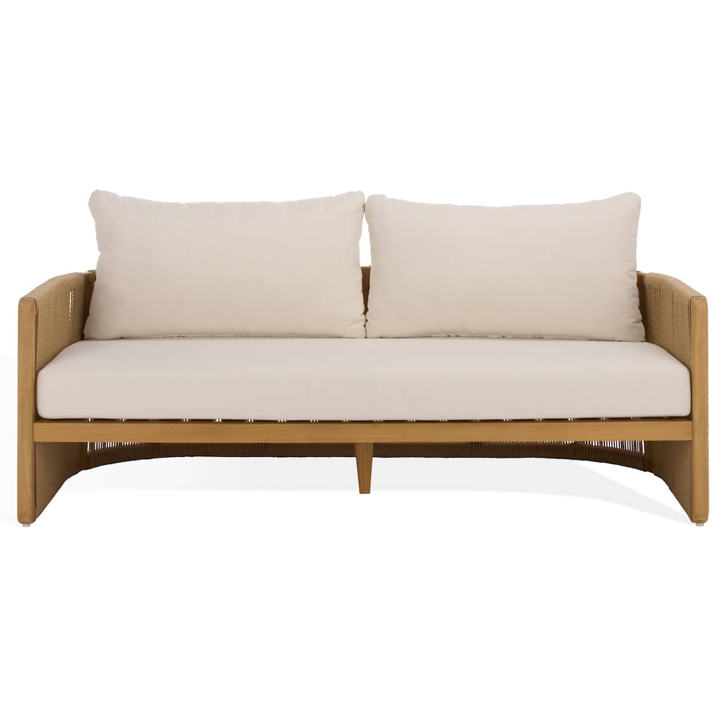 SAFAVIEH Couture Gale Teak & Hyacinth Patio Sofa - 70"W x 34"D x 24"H