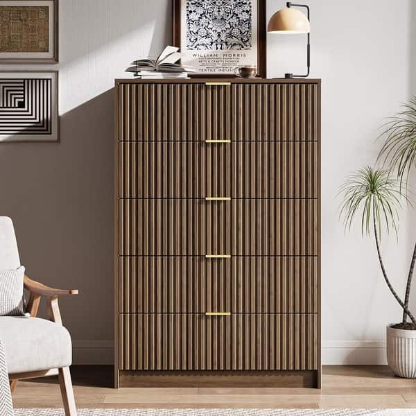 5 Drawer Dresser, 32 Inch Wide Chest with Gold Handles for Bedroom Living  Room - On Sale - Bed Bath & Beyond - 43298032