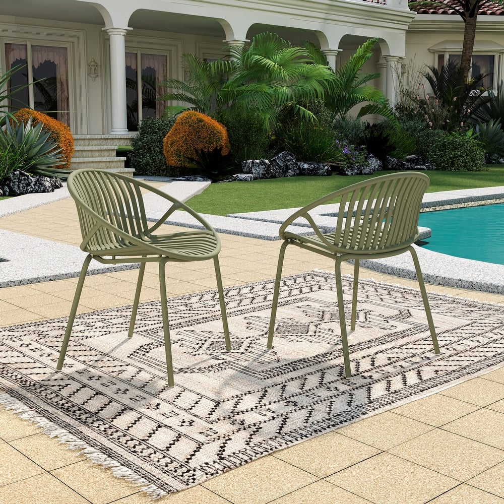 Christopher Knight Home - Emma Patio Outdoor Contemporary Plastic Stackable Dining Chairs