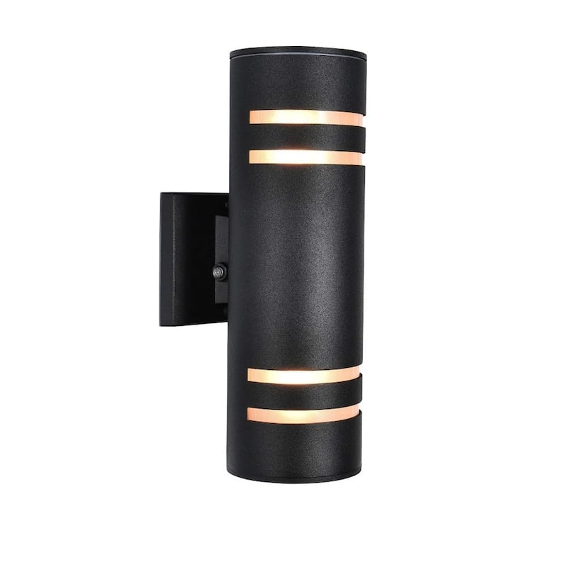 2-Light Industrial Vintage Black Linear Cylinder Wall Lights Waterproof IP54 Lantern Outdoor Wall Sconces