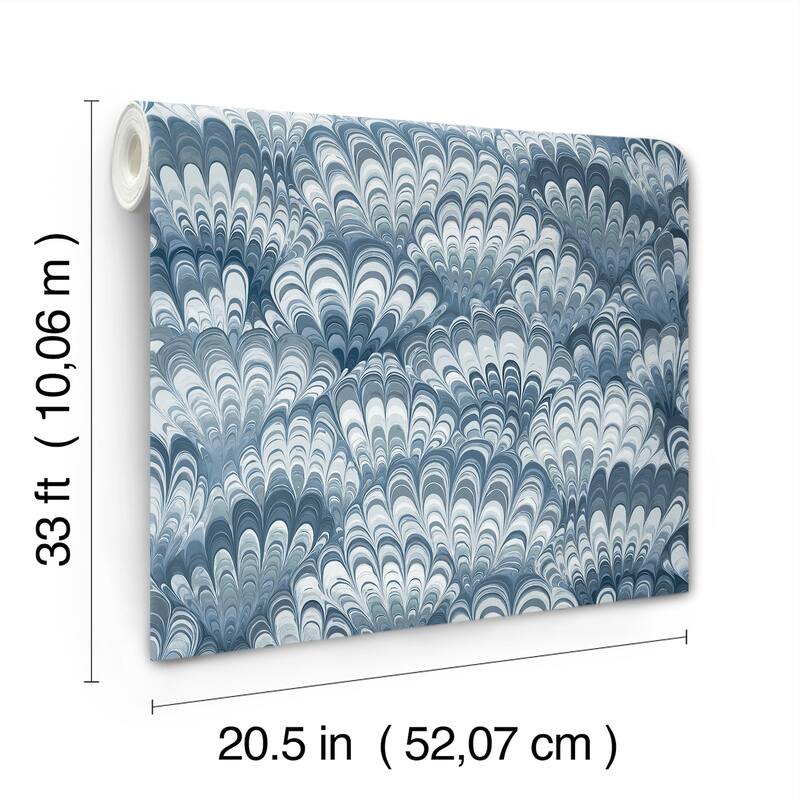 A-Street Prints Octavia Blue Marbled Ink Wallpaper