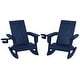 preview thumbnail 43 of 68, Shoreside Kids Outdoor Poly Adirondack Rocking Chair with Cup Holder (Set of 2) Navy Blue