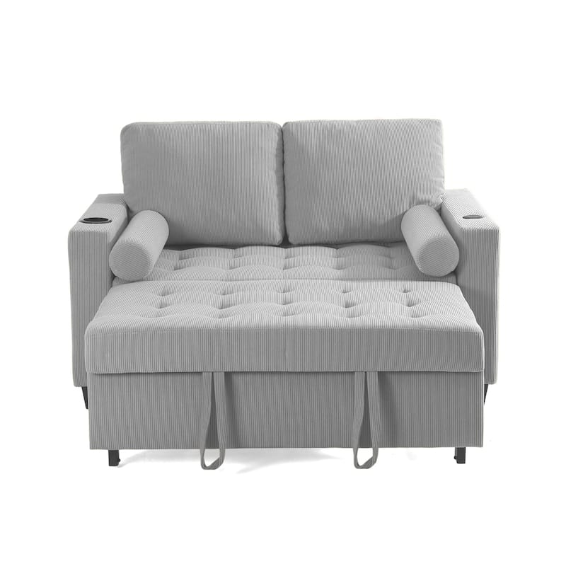 3-in-1 Pull-Out Sleeper Sofa Bed Convertible Adjustable Multi-Functional Loveseat with USB Port
