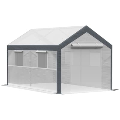 Walk In Greenhouse,Outdoor Garden Warm Hot House with 4 Roll up Windows,2 Zippered Doors and Weather Cover
