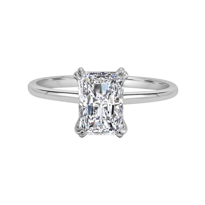 Auriya 2ctw Radiant-cut with Hidden Halo Solitaire Diamond Engagement Ring in 14k Gold Certified (H-I, SI1-SI2) - White - 7
