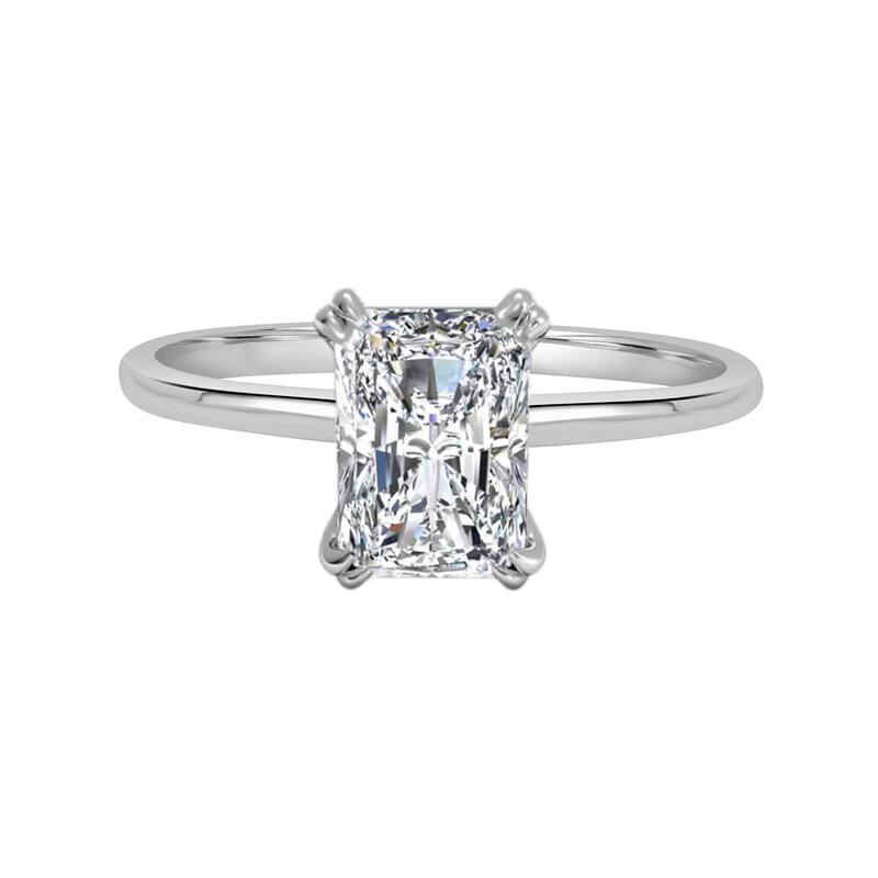 Auriya Lab Grown 2ctw Radiant-cut with Hidden Halo Solitaire Diamond Engagement Ring in 14k Gold Certified (H-I, VS1-VS2) - White - 4.5