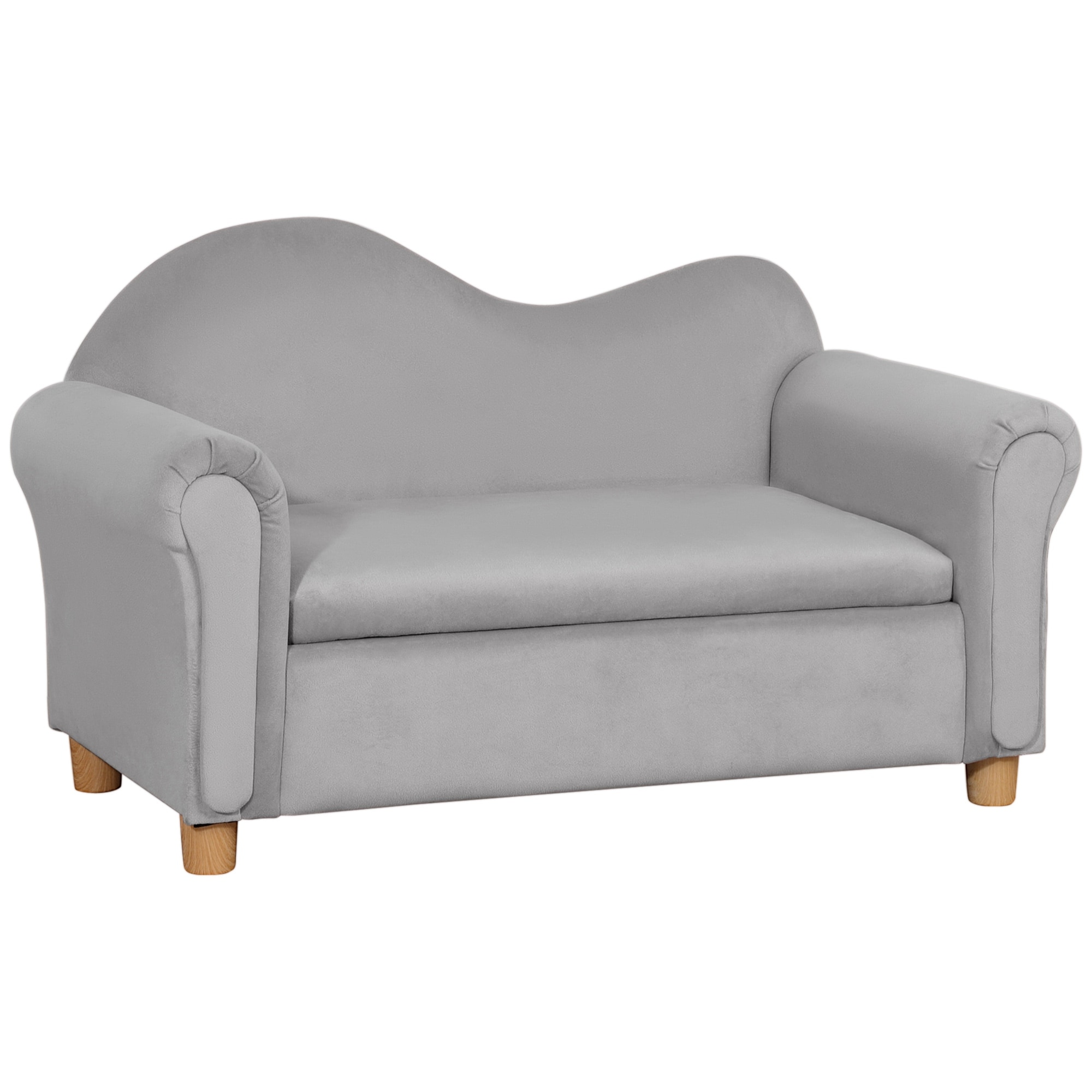 Qaba Kids Sofa Wooden Armrest Chair for Preschool Toddler Couch for Kids Room Kindergarten with Hidden Storage Compartment On Sale Bed Bath Beyond 35865007