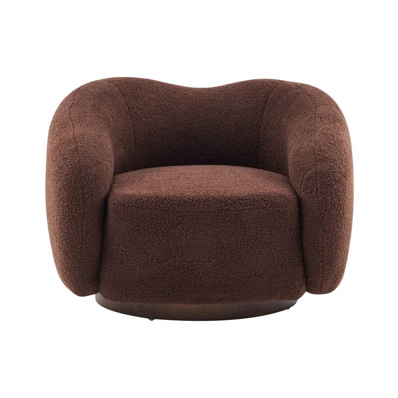 Christopher Knight Home - Aradia Contemporary Boucle Upholstered 360° Swivel Club Chair with Curved Backrest & Wooden Base
