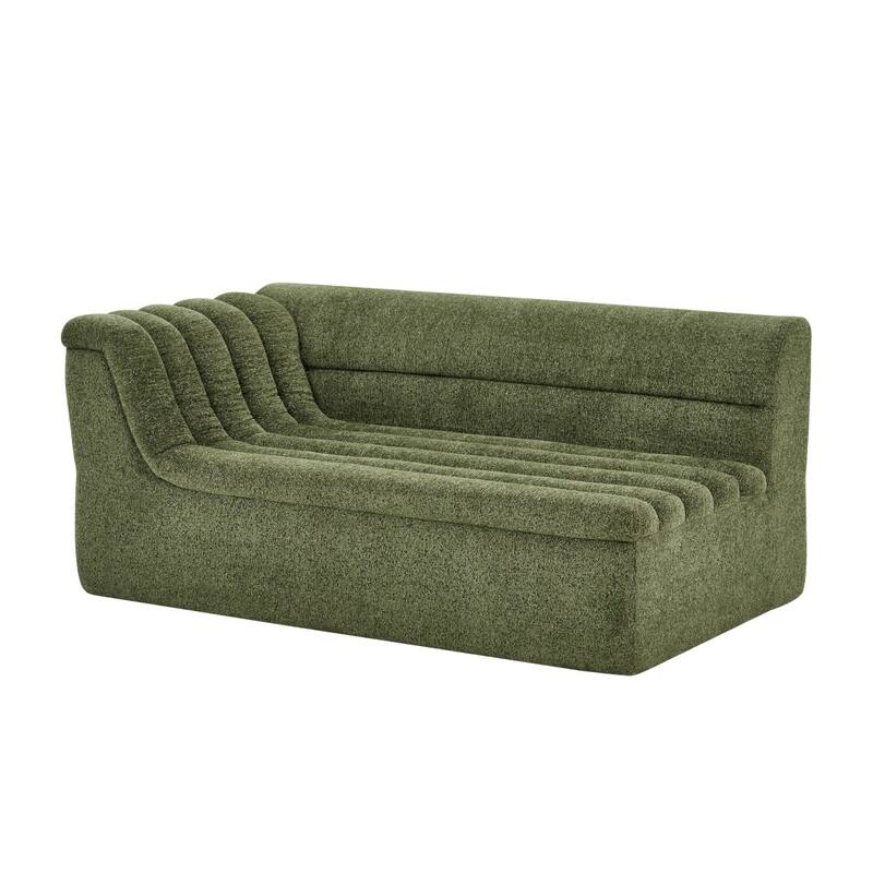 106" L-Shaped Chenille Upholstered Boneless Sectional Sofa with Chaise and Wave-Shaped Armrest, No Pillows Included