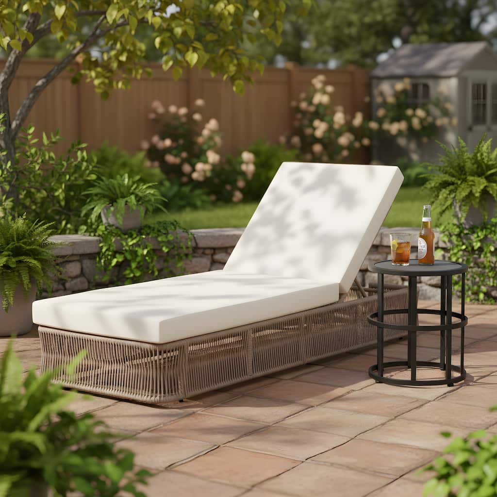 Christopher Knight Home - Outdoor 5-Position Adjustable Sunlounge Set with Woven Rope Base & Ceramic Tile Side Table